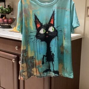 Colorful Cat Graphic T-Shirt